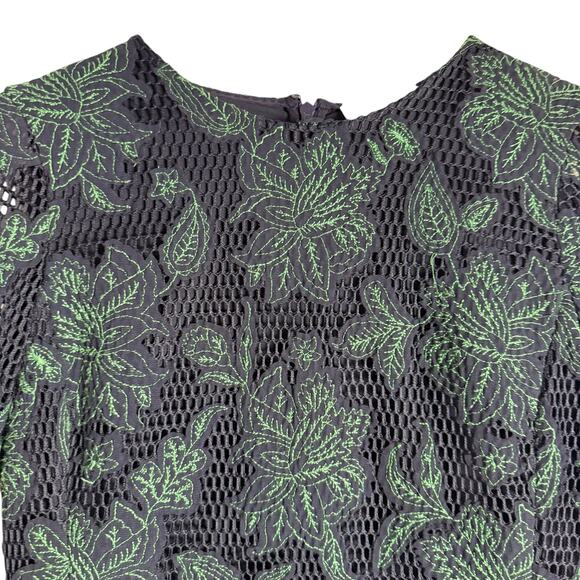 Tory Burch Blue Green Floral Lace Appliqué Fishnet Sheath Knee Length Dress 2 - Picture 10 of 16